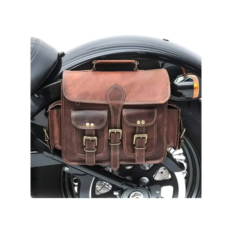 Artland-bolsas de sillín de cuero genuino para motocicleta, diseño real de Enfield Bullet Bike