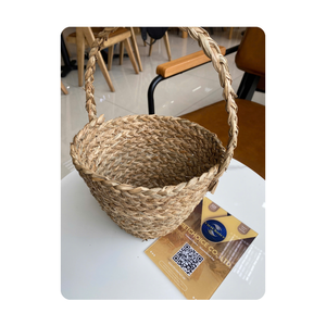 Maceta de algas marinas NATURAL 100%, maceta de jacinto de agua, suelo tejido de bambú tejido de ratán, cesta de flores carnosas simples tejidas con hierba grande - Product Image 1