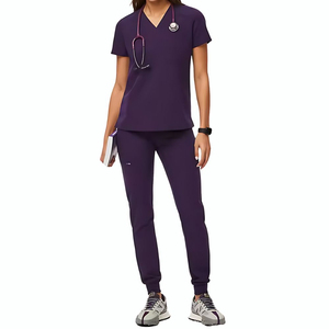 Uniformes de enfermera de color sólido personalizados hechos a precio barato de fábrica, uniformes de hospital con cuello en V, uniformes de enfermera médica conjuntos de uniformes para la venta - Product Image 2