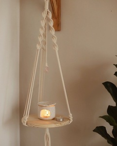 Soporte colgante bohemio hecho a mano para plantas, soporte de cuerda de algodón para interiores y exteriores para decoración del hogar, respetuoso con el medio ambiente - Product Image 4