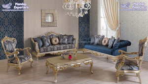 Royal Maharaja <b>7</b>-<b>Seater</b> Italian Baroque Gold Teak Wood Living Room Furniture Set French Style <b>Sofa</b> for Home Use - Product Image 5