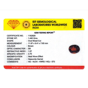 เฮสโซไนต์ (โกเมด) 7.2 กะรัต - พลอยธรรมชาติสีน้ำตาลคุณภาพสูง รูปทรงวงรีเจียระไน  คริสตัลซิทรินแบบหลวม - Product Image 4
