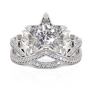 Anillo de Plata de Ley Jeulia con Estrella - Regalo Navideño Inspirado en la Naturaleza - Product Image 1