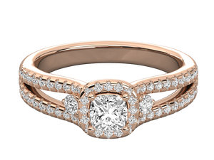 Bague de fiançailles classique en or plaqué 14 carats avec halo de diamants de laboratoire de 3 pierres glacées, certifiée IGI, taille brillante, bijoux pour femmes - Product Image 6