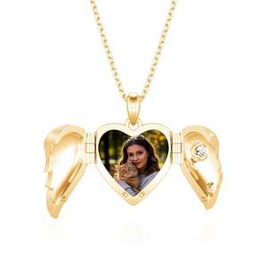 Jeulia Petland Custom Angel Wing Pet Paw Heart Photo <b>Locket</b> Charm - Product Image 3
