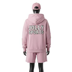 <b>Women</b> Hoodie <b>Short</b> Set Cotton Fleece Pink Relaxed Fit Hoodie <b>Shorts</b> CustomLogo 100% Cotton Hoodie and <b>Sweat</b> <b>Shorts</b> Set for <b>Women</b> - Product Image 2
