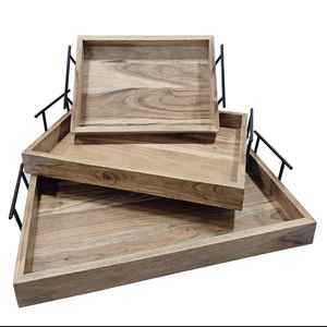 ถาดเสิร์ฟไม้ที่แข็งแรงพื้นผิวกันลื่นปลอดภัยไมโครเวฟสไตล์คลาสสิกสำหรับร้านอาหารคาเฟ่ใช้ในบ้านจำนวนมาก - Product Image 2