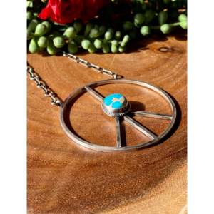 Collier tendance bohème Linda Lincoln Sonoran Rose Turquoise & Opale avec signe de la paix, plaqué or, chaînes en argent sterling, cadeau - Product Image 3