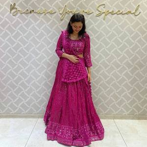 Satin de soie malais de qualité supérieure Lehenga Choli vêtements d'hiver ethniques traditionnels pour femmes indiennes robe indienne prête à l'emploi pour - Product Image 2