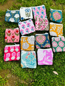 block print fabric coin purse quilted small zipper pouch birthday gifts tiny <b>wallet</b> travel retro style Coin Change purse - Product Image 3