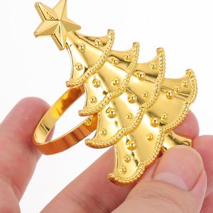 Luxury Gold round Napkin Ring <b>Christmas</b> <b>Tree</b> Design Brass Metal Restaurant Dining <b>Table</b> Accessory Stocked Wedding Napkin Holder - Product Image 2