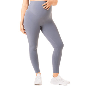 Leggings de yoga de maternité vert extensible d'entraînement Moma avec logo personnalisé vêtements de sport respirants Leggings de fitness pour femmes enceintes - Product Image 1