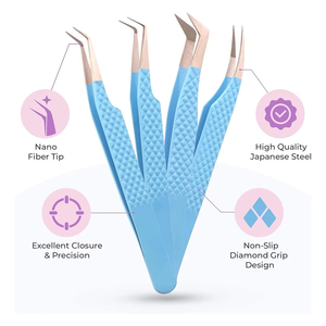 Kit d'extension de cils 4 pièces Kit de pinces à cils 4 pièces de couleur bleue avec emballage personnalisé - Product Image 4