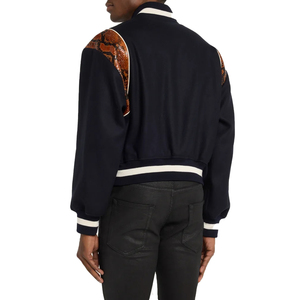 Personalizar lana invierno al aire libre bombardero béisbol Letterman apliques chenilla parches Varsity chaquetas con hombros de cuero - Product Image 2