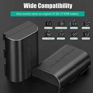 Batteries LP-E6N LP-E6 (lot de <span class=keywords><strong>2</strong></span>) avec chargeur de batterie multifonction, batteries de remplacement Li-ion LP E6N pour appareils photo <span class=keywords><strong>Canon</strong></span> - Product Image 4