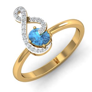 S <b>Letter</b> Blue Topaz Zircon Ring 18k Gold Plated <b>Brass</b> Wholesale Ring For Women - Product Image 5