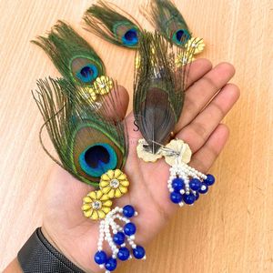 Combinaisons artisanales de broches pour hommes, broches en plumes de paon, broches en pierres précieuses de créateur pour mariage, cadeaux de Barat Shwagat - Product Image 1