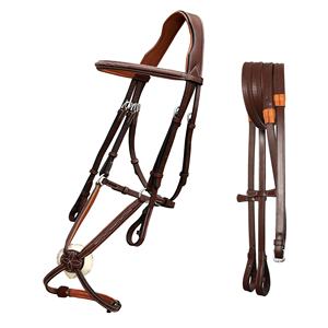 Muserolle confortable en cuir de qualité supérieure Figure décorative 8 Bride Équipement de saut de cheval durable Exportateur indien Fournisseur - Product Image 4