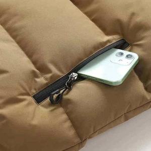 Unisex Fashionable Thin Canvas Pufferfish Vest Detachable <b>Stand</b> Winter <b>Hat</b> Oil Stain Resistant Reversible Faux Fur Custom Logo - Product Image 6