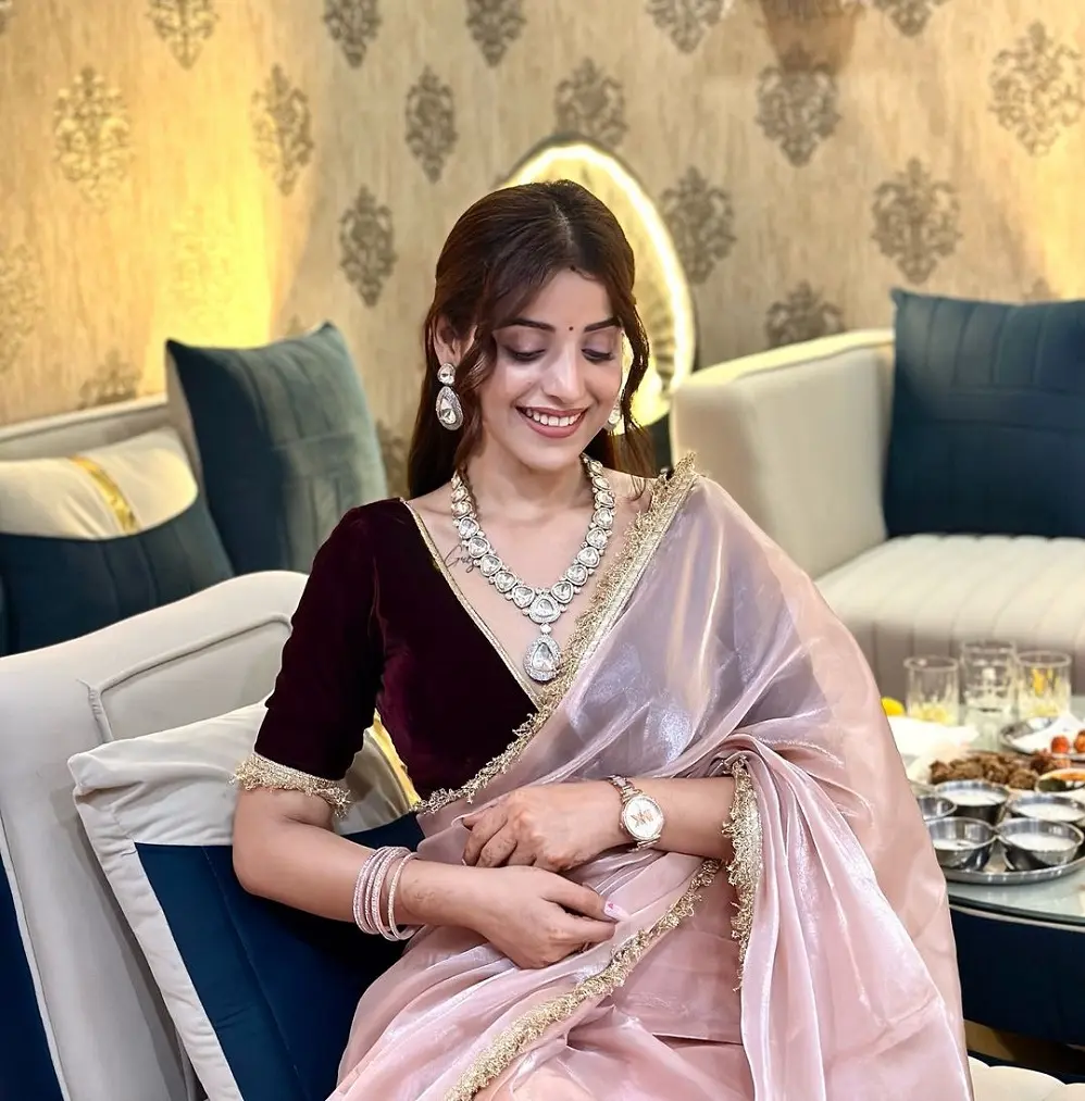 Bollywood designer saree designer unique Lave border work flower design soft jimmysilk fabric sari with velvet blouse India