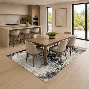 Alfombra de Chenilla Lavable a Máquina con Estampado Digital Tradicional Anatolia en Gris Plateado, Antideslizante, Modelo LXDP-0071 de RUGS DEPOT, Venta al Por Mayor - Product Image 4