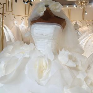 Jancer Ml031 फूलों की पोशाक 3 डी गुलाब दुल्हन गाउन प्यूफी बॉल गाउन वेस्टिडो डे नोविया शादी गार्डन समारोह पार्टी - Product Image 6