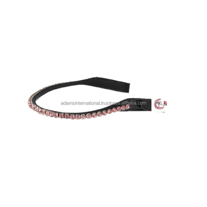 Bandas de cejas de caballo onduladas de cuero de alta calidad con diamantes de imitación de zafiro de cristal para carreras de equitación Fabricante directo mayorista - Product Image 1