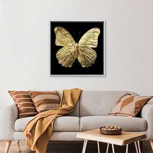 Golden Butterfly <b>Canvas</b> Art: Elegant Printed Wall Decor,WHITE <b>FRAMED</b> <b>CANVAS</b> - Product Image 1