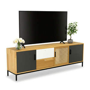 Modern Luxury 1.8m Rubberwood TV Stand with Iron Legs Contemporary Minimalist TV <b>Table</b> for Living Room KTV68085 - Product Image 1