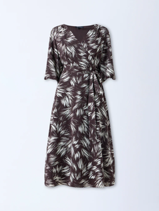 Vestido Cruzado Estampado Marrón Oscuro con Cinturón - Product Image 5