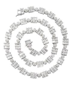 Cadena Cubana de Oro Sólido de 18k con Moissanita Premium y Diamantes Baguette, Plata Blanca Completa, Regalo de Moda para Bodas y Fiestas, Lujo, 18 Pulgadas - Product Image 1