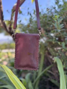 Unique Designer Phone <b>Purse</b> Handbag Real Cowhide Fur Hand Tooled Carving Leather Bag <b>Small</b> Size Bags Pouch Designer Bag - Product Image 3