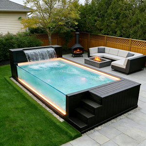 Fiberglass Family Outdoor Swimming Pool Acrylic Window Customizable Color Ground UV Corrosion Resistant Puncture Resistant - Product Image 3