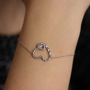 สร้อยข้อมือเงินแท้ 925 ดีไซน์หัวใจคู่ พร้อมจี้ปากกาแฟชั่น - Product Image 1
