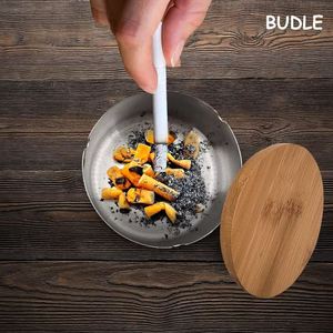 Cendrier en bois en acier inoxydable Comptoir de table Cendrier à cigarettes pour hôtel Restaurant Home Office Intérieur Extérieur Vente en gros - Product Image 3