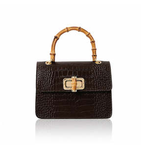 Sac en cuir italien gaufré façon croco avec poignée naturelle incurvée - PS624 - Élégant - Product Image 1