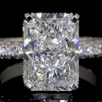 Bague de fiançailles en or blanc massif 14 carats avec diamant de laboratoire taille radiant certifié IGI de 5 carats, pavé de diamants, bague de mariée de luxe