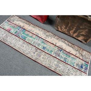 Vintage Rug, 2.2x6.2 ft <b>Runner</b> Rug, <b>Red</b> Floral Wool Turkish Rug - Product Image 4