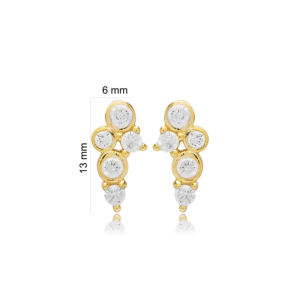 Pendientes de piedra de circón de diseño redondo hechos a mano, joyería pequeña minimalista de plata de ley al por mayor turca - Product Image 3