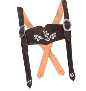 Pantalones cortos de cuero de mujer bávaro bordados Oktoberfest tipo exterior corto lavado oscuro decoración de botones de cintura media - Product Image 3