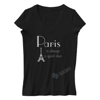 Nouveau design 2024, meilleure vente, prix de gros, t-shirt en jersey Bella Canvas à manches courtes et col en V pour femmes, imprimé été, Bangladesh