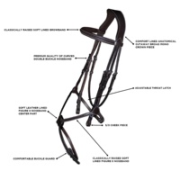 Bridon de saut en cuir de qualité supérieure innovant, design attrayant, bande frontale rembourrée surélevée, personnalisable