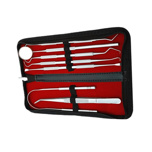 Ensemble de grattoir de détartreur de dents dentaires de 7 pièces outils de nettoyage de dents d'animal familier manuels avec dissolvant de langue en acier