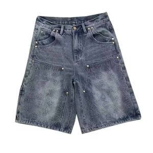 Custom <b>Men's</b> Baggy shorts Summer Streetwear Short Pants Black Shorts <b>Men</b> Fashion Causal Denim <b>Jeans</b> Shorts - Product Image 1