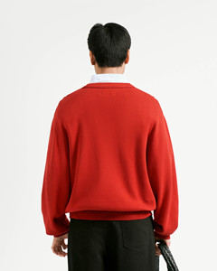 Pull en maille de rayonne décontracté à manches longues pour homme, respirant, uni, avec logo au dos du col, coupe ample, par Routine Vietnam - Product Image 2