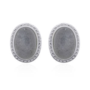 Goujons ovales Radiant Rainbow Moonstone avec lunette dentelée - Product Image 1