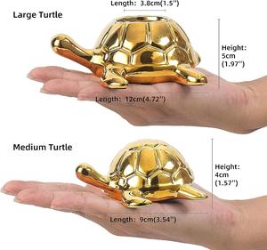 เชิงเทียนตกแต่งสไตล์เต่าแบบตั้งโต๊ะทำจากโลหะเคลือบเงาสีทองแฮนด์เมดเชิงเทียนแฟนซี - Product Image 4