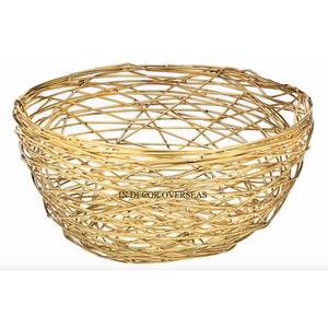 Gorgeous Look Heavy Duty Metal Wire Cesta de almacenamiento de frutas y pan chapada en oro de alto grado Utensilios de cocina Accesorios Suministros - Product Image 1