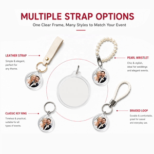 Cadre <span class=keywords><strong>photo</strong></span> numérique transparent en acrylique personnalisé pour photomaton, porte-clés métallique DIY, pendentif porte-clés moderne en plastique écologique - Product Image 6