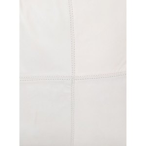White Leather <b>Throw</b> Pillow <b>Cover</b> with Leaf Stitching for Home <b>Sofa</b> - Product Image 2